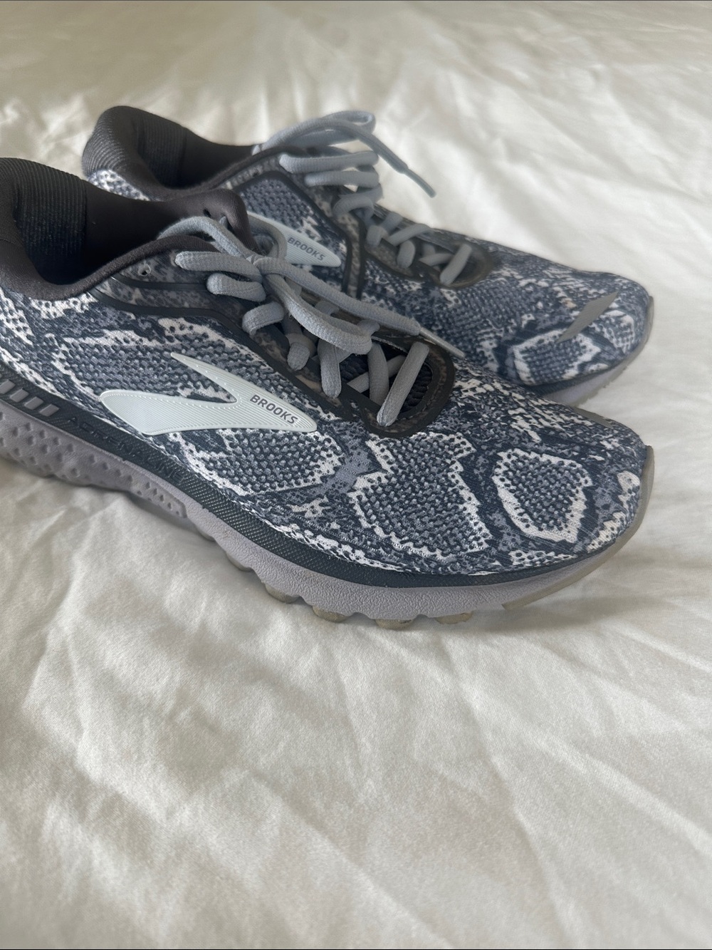 Brooks Women's Running Shoes - Gray and White Snake-Print